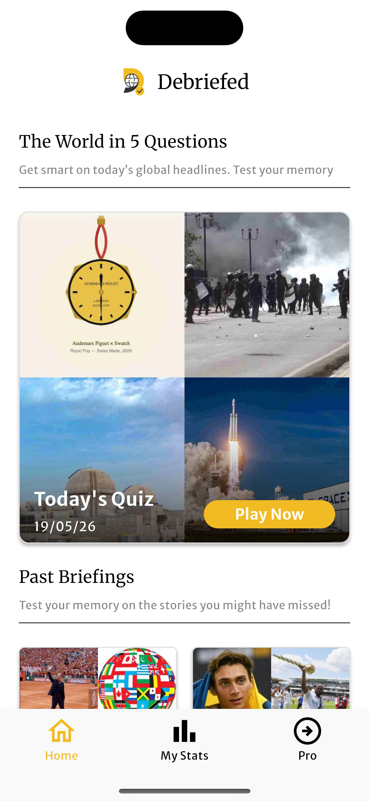 Debriefed App Interface